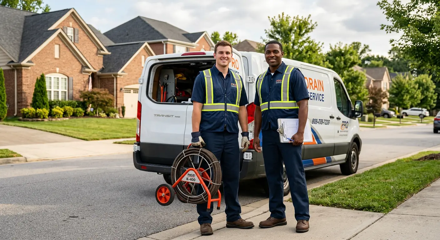 Sewer and drain service team with equipment ready for work in Lee's Summit