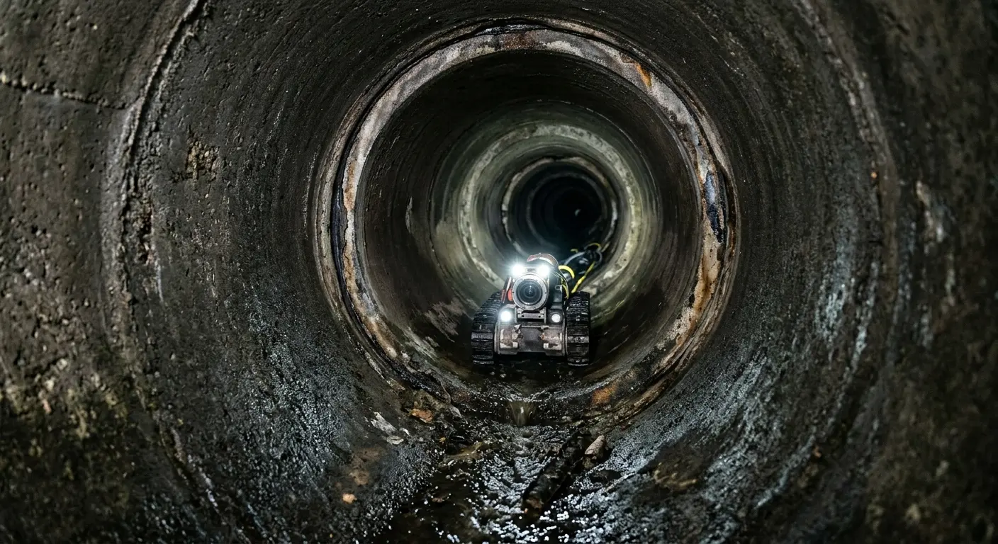 Robotic sewer camera inspecting pipe interior for Drain Snake Service in Lee's Summit